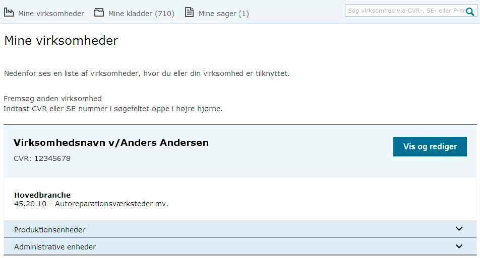 Mine virksomheder - produktionsenheder